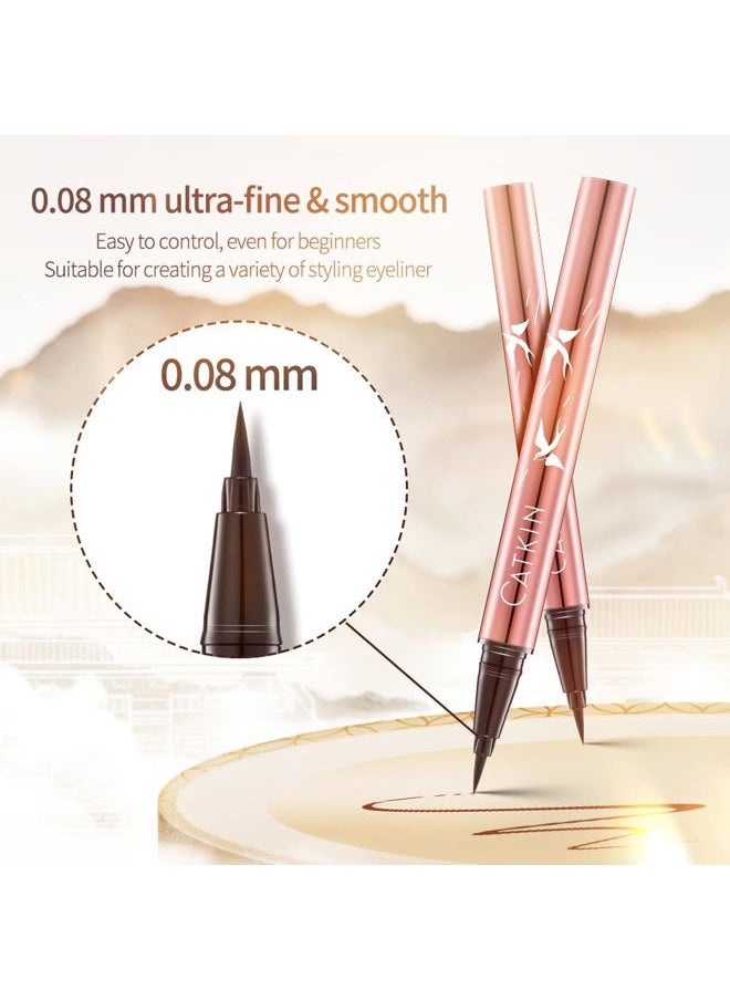 Liquid Eyeliner Pen Ultra-fine Waterproof Smoothy Stay 24 hrs Long Lasting Quick Drying for Sensitive Eyes Alcohol Free Very Black