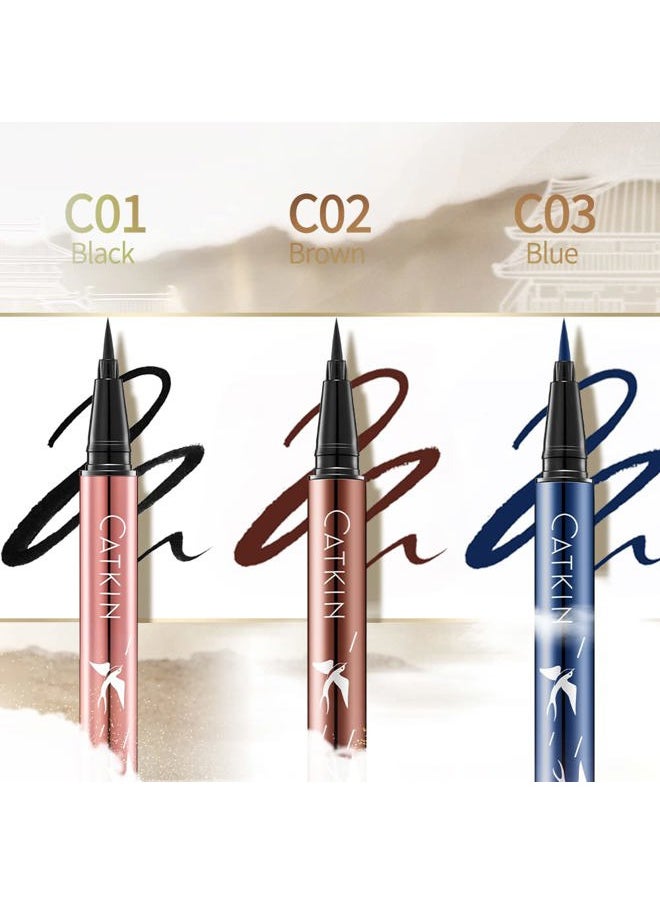 Liquid Eyeliner Pen Ultra-fine Waterproof Smoothy Stay 24 hrs Long Lasting Quick Drying for Sensitive Eyes Alcohol Free Very Black