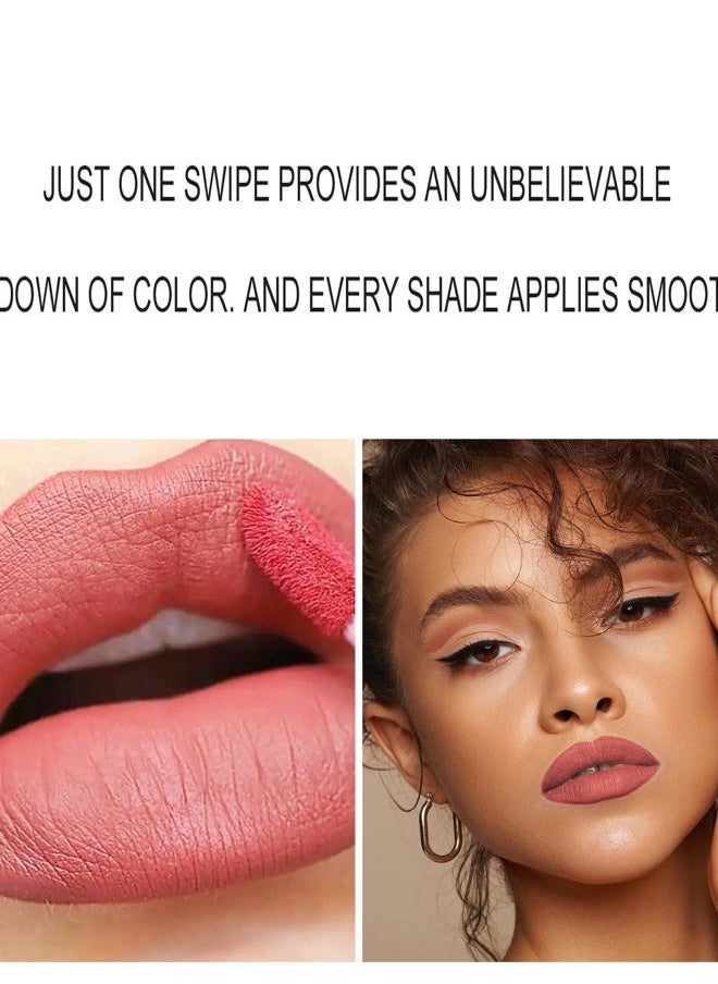 Lip Liner and Liquid Matte Lipstick Set, 12 Colors Crayon Matte Longwear Lip Pencil, 24h Velvety Red Lips and Lip Liners Make Up, Lip Contouring Pencil, Waterproof Long Lasting Nude Lipglos