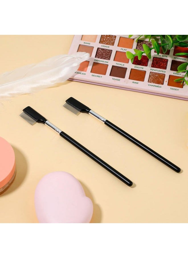 Metal Eyelash Comb,2 Pack Metal Eyelash Brush Eyelash Separator Tool Eyebrow Brush Grooming Eyelash Separator Grooming Brushes with Metal Teeth Eye Makeup Brush Tool for Women