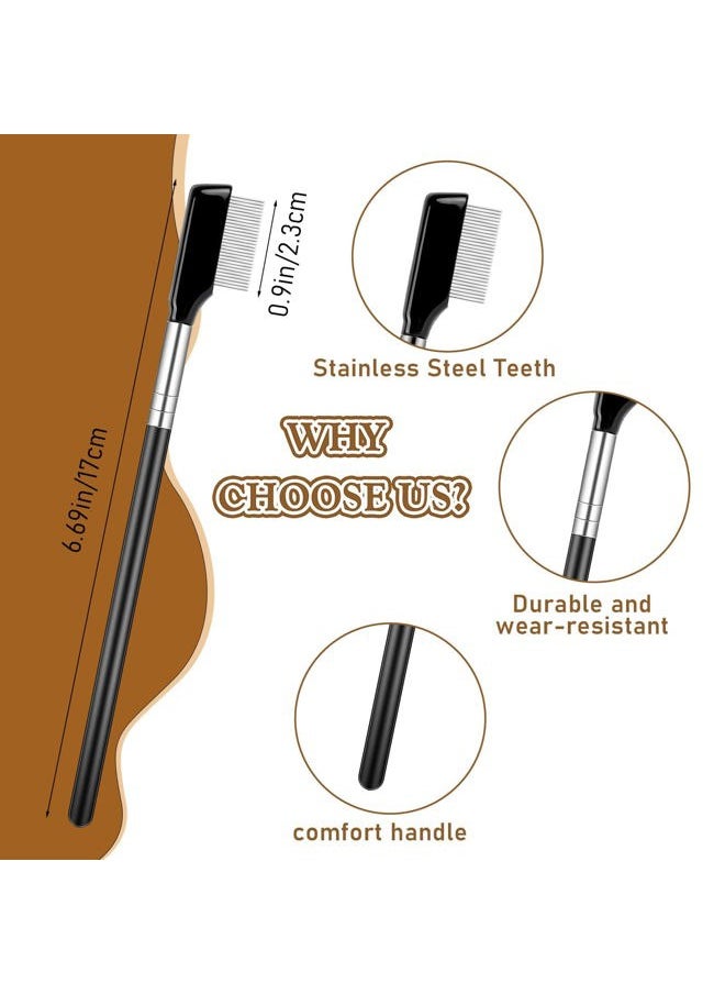 Metal Eyelash Comb,2 Pack Metal Eyelash Brush Eyelash Separator Tool Eyebrow Brush Grooming Eyelash Separator Grooming Brushes with Metal Teeth Eye Makeup Brush Tool for Women