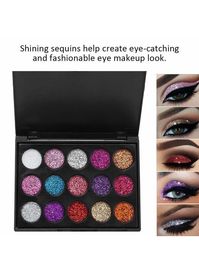 Eyeshadow Palette, 15 Colors Glitter Eyeshadow Palette for Cosplay Makeup Eye Makeup, Shining Eye Shadow Cosmetic Powder Suitable for Daily and Professional Makeup