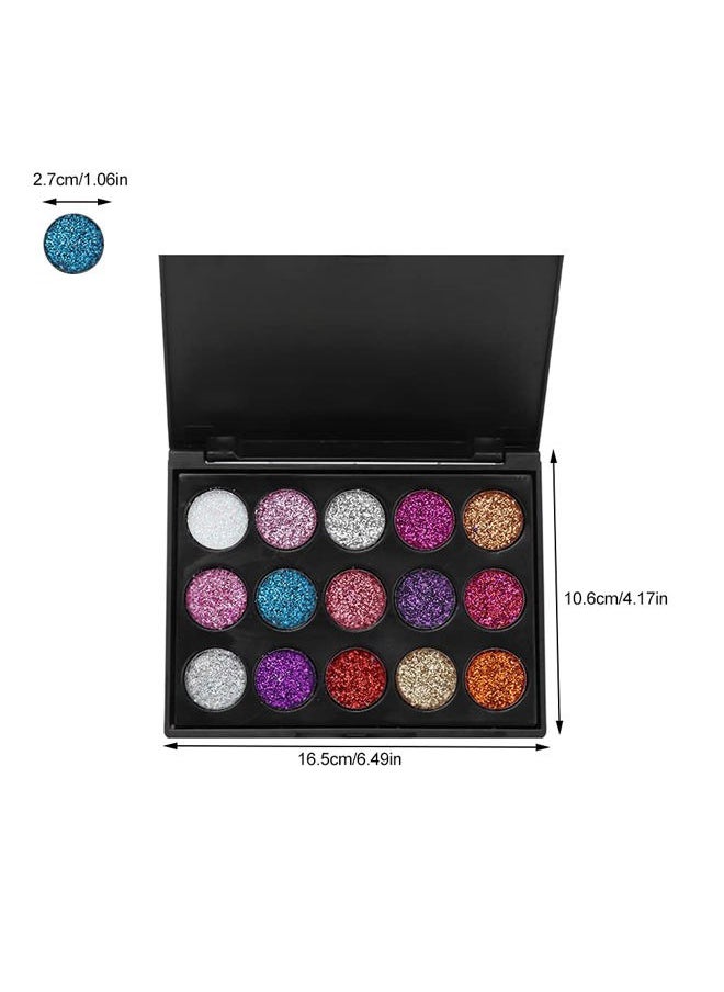 Eyeshadow Palette, 15 Colors Glitter Eyeshadow Palette for Cosplay Makeup Eye Makeup, Shining Eye Shadow Cosmetic Powder Suitable for Daily and Professional Makeup