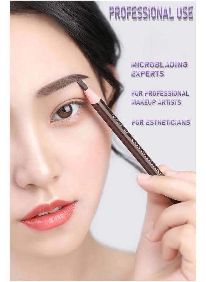 SUMEITANG 12 Pcs Pull Cord Peel-off Black Eyebrow Pencil，Wooden Hard-core Microblading Eye Brow Pencil For Marking, Filling And Outlining, waterproof and sweat-proof for Professionals & Beginners