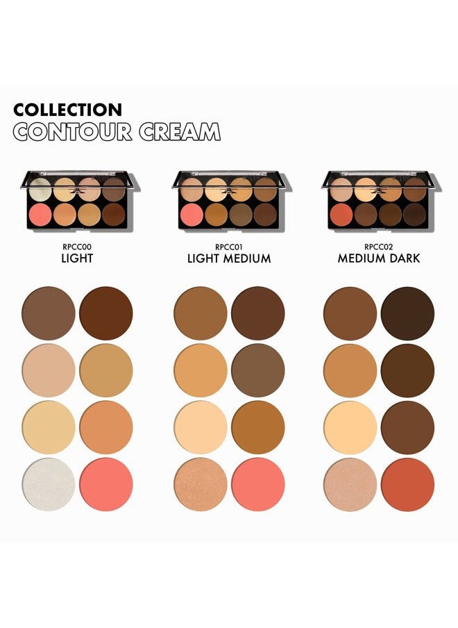 Flawless Finish with 3D Contour Cream Makeup Palette – Lightweight, Multi-Palette, Contouring Foundation, Creamy, Sculpt &Highlighting, Define Cheekbones (Dark Medium)