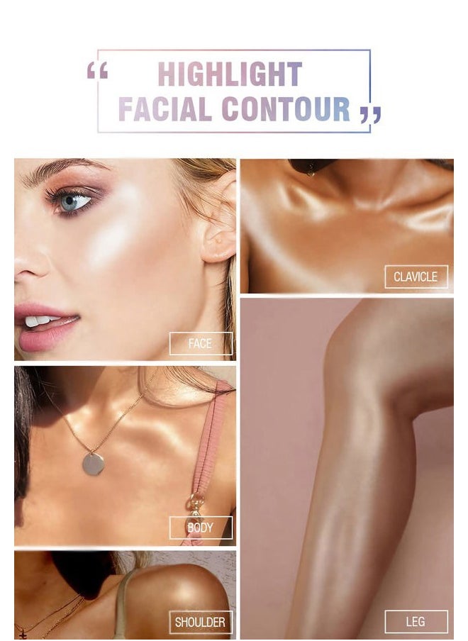 8 Colors Face Highlighter Makeup Palette，Shimmer Glitter Multichrome Highlight Powder，All Sparkling Shades Can Be layered or Worn Individually to Enhance and Brighten Your Face Features
