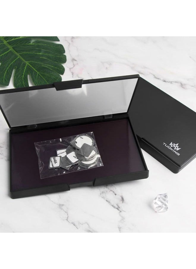 Makeup Magnetic Palette with Mirror and 20Pcs Metal Stickers Empty Storage Palette for Eyeshadow Powder Highlighter, Black