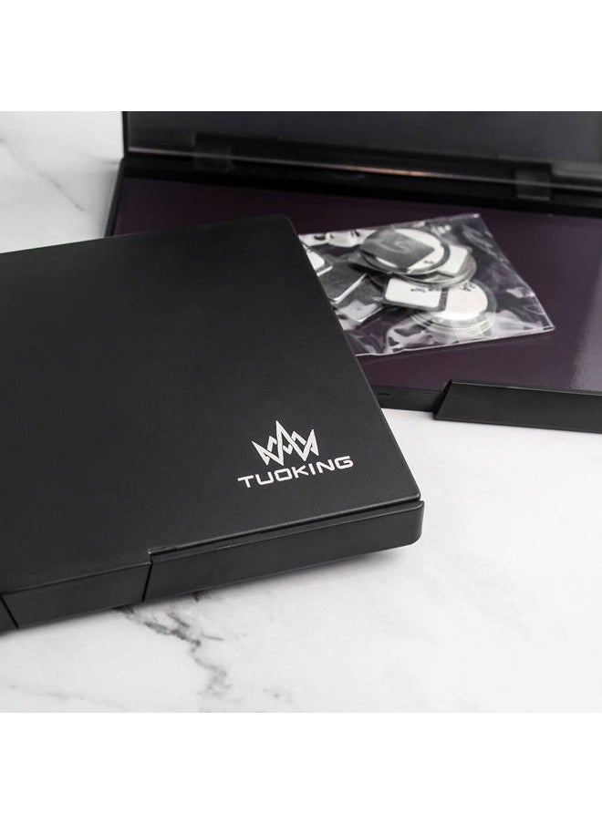 Makeup Magnetic Palette with Mirror and 20Pcs Metal Stickers Empty Storage Palette for Eyeshadow Powder Highlighter, Black