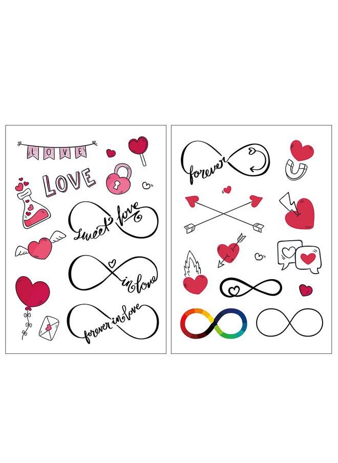 Everjoy 25+ Designs Realistic Infinite Love Heart Temporary Tattoo Stickers - Waterproof Valentines Love Arrow, Party Favors, Themed Decorations and Gifts
