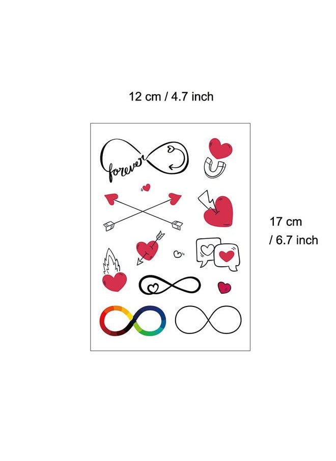 Everjoy 25+ Designs Realistic Infinite Love Heart Temporary Tattoo Stickers - Waterproof Valentines Love Arrow, Party Favors, Themed Decorations and Gifts