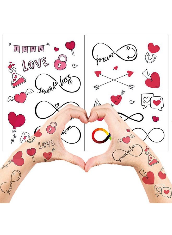 Everjoy 25+ Designs Realistic Infinite Love Heart Temporary Tattoo Stickers - Waterproof Valentines Love Arrow, Party Favors, Themed Decorations and Gifts
