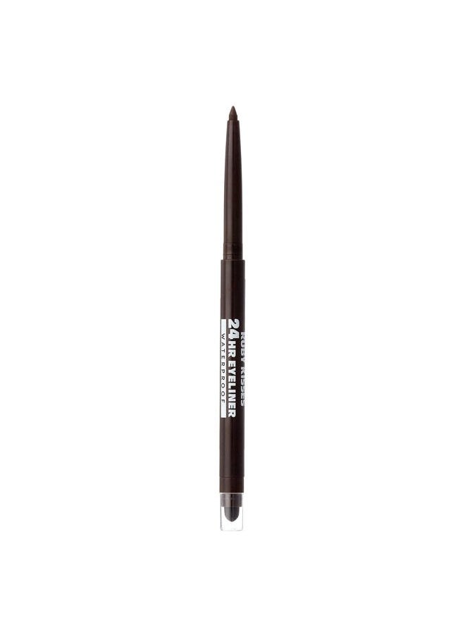 Waterproof Eyeliner, 24HR Waterproof Long-Lasting Mechanical Eyeliner Pencil with Built-in Sharpener, Smudgeproof 3 Pack (Dark Brown)