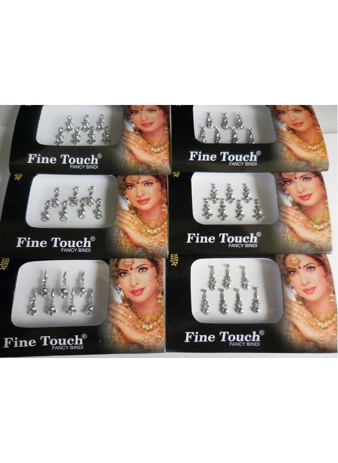 8 Pack - 56 Silver, Golden,Black,Multicolored Face Jewels crystal