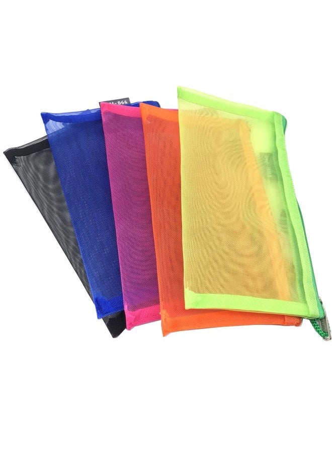 Pack of 5 pcs Multipurpose Nylon Mesh Cosmetic Bag Makeup Travel Cases Pencil Case Travel Organizers