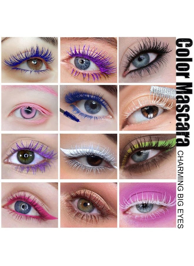 6 Pcs Colored Waterproof Mascara Set, Rainbow Color Fiber Mascara Long Lasting Thick Mascara No Clumping Masacara Natural Hypoallergenic Colored Makeup