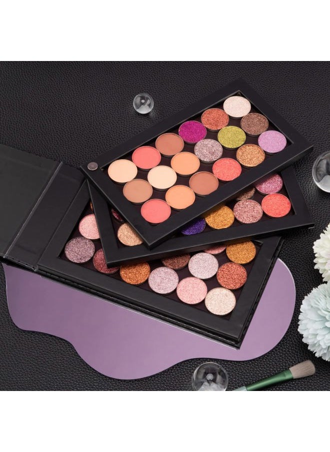 3-Layer Rotation Magnetic Palette 3 in1 Empty Makeup Palette Storage Box for Eyeshadow Lipstick Blush Powder (Black)