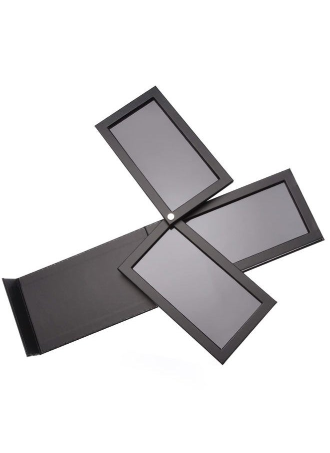 3-Layer Rotation Magnetic Palette 3 in1 Empty Makeup Palette Storage Box for Eyeshadow Lipstick Blush Powder (Black)