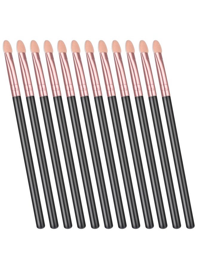 12 PCS Eyeshadow Brush Makeup Set Eye Shadow Applicators Double Sided Sponge Tip Sticks Cream Glitter Beauty Blender Fan Lash Eyelash Extensions Mascara Eyebrow Small Black Oval Wand Handle