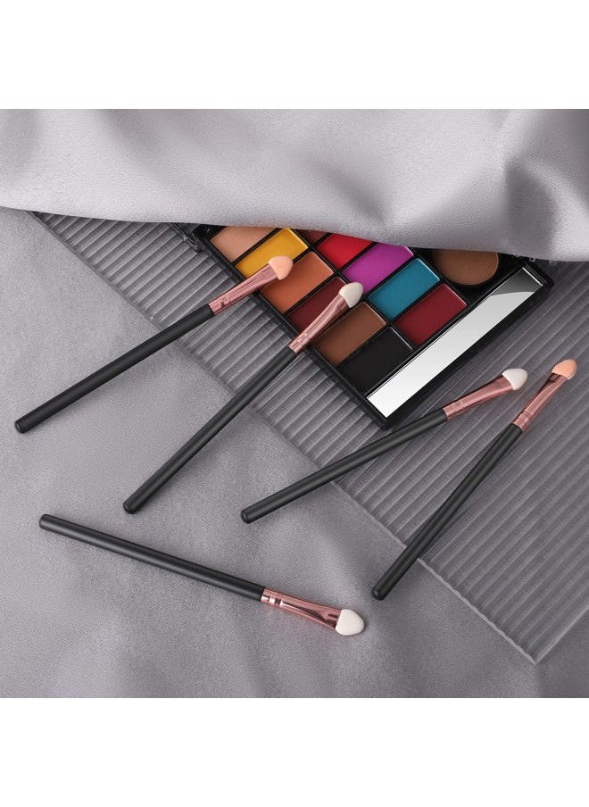 12 PCS Eyeshadow Brush Makeup Set Eye Shadow Applicators Double Sided Sponge Tip Sticks Cream Glitter Beauty Blender Fan Lash Eyelash Extensions Mascara Eyebrow Small Black Oval Wand Handle