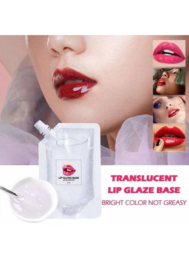 Lip Gloss Base, DIY Lip Gloss Moisturizing, Non-Sticky, Vegan Lip Makeup Oil(1Pack 50ML+3 Packs 20ML)
