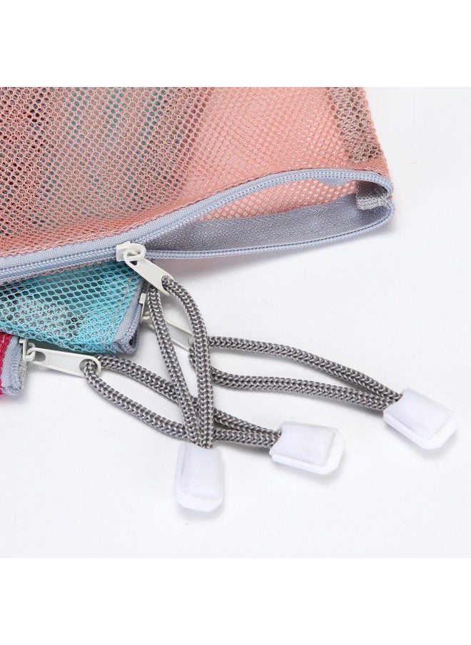 6pcs Multicolored Portable Travel Toiletry Pouch Nylon Mesh Cosmetic Makeup Organizer Bag with Zipper, Colorful