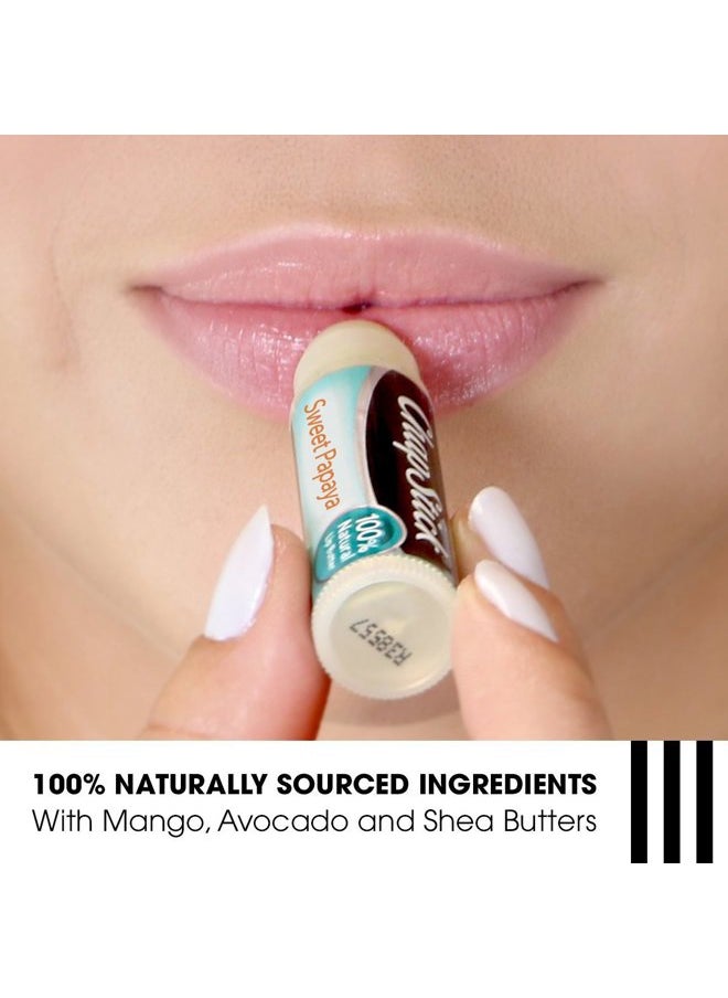 Papaya 100% Natural Lip Butter Tube, Lip Balm - 0.15 Oz, Non-Tinted, Sweet Papaya