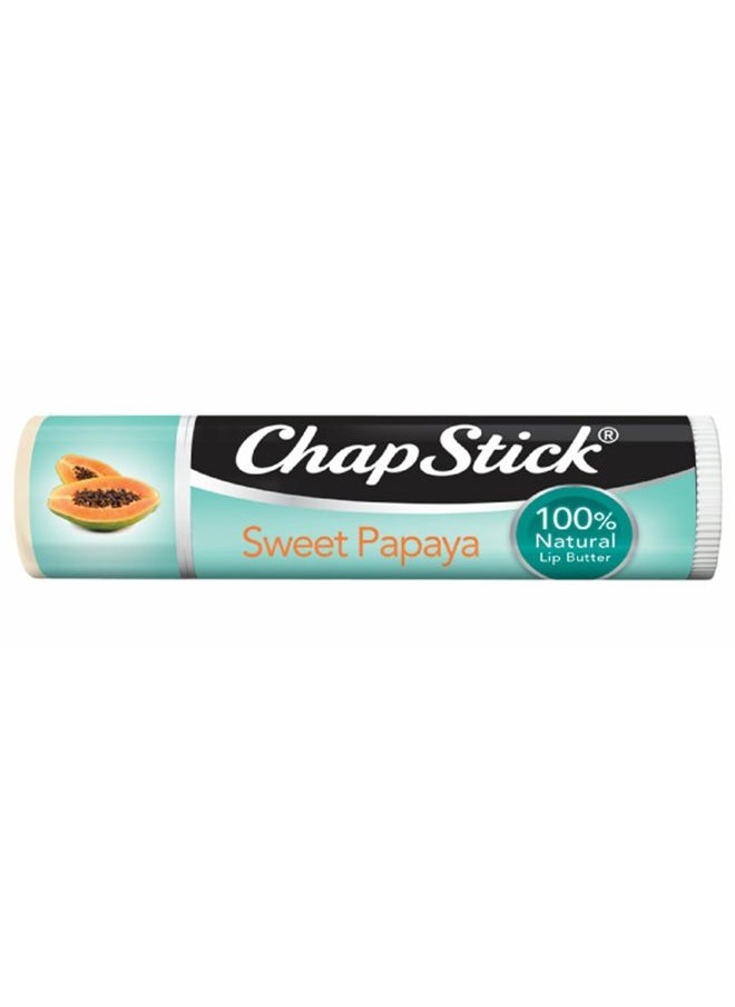 Papaya 100% Natural Lip Butter Tube, Lip Balm - 0.15 Oz, Non-Tinted, Sweet Papaya
