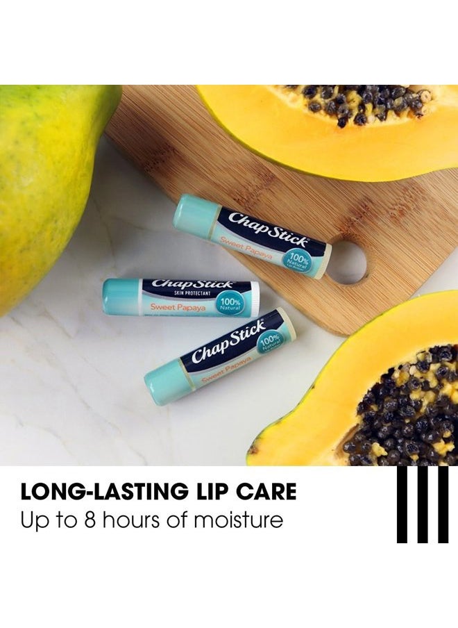 Papaya 100% Natural Lip Butter Tube, Lip Balm - 0.15 Oz, Non-Tinted, Sweet Papaya