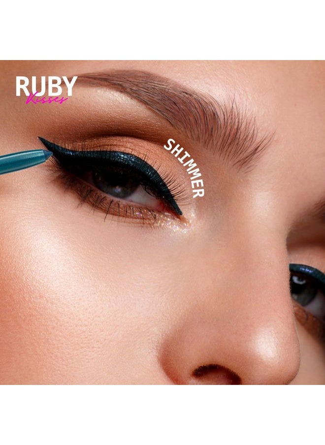 Pencil Eyeliner, Retractable Eyeliner, Waterproof, Smudge-Proof Eye Makeup, High Pigmented, 24H Long Lasting Eyepencil (Rich Teal Blue)