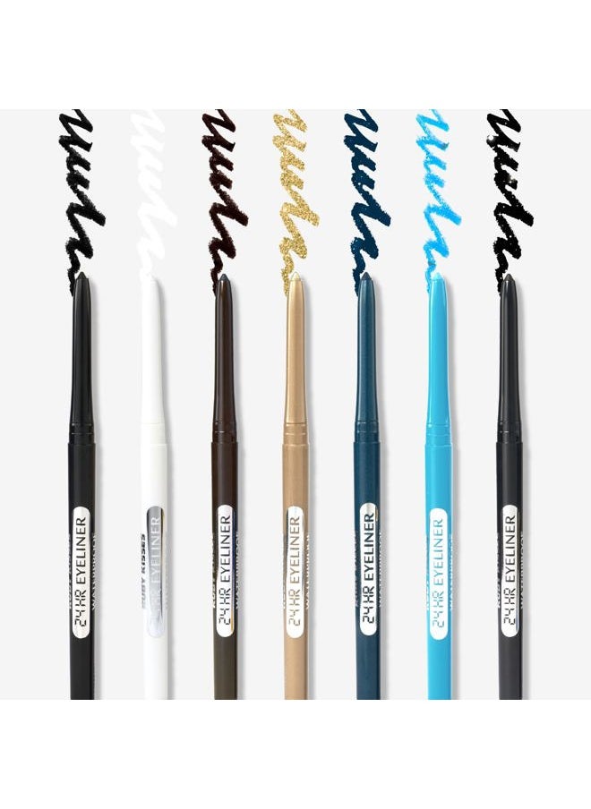 Pencil Eyeliner, Retractable Eyeliner, Waterproof, Smudge-Proof Eye Makeup, High Pigmented, 24H Long Lasting Eyepencil (Rich Teal Blue)