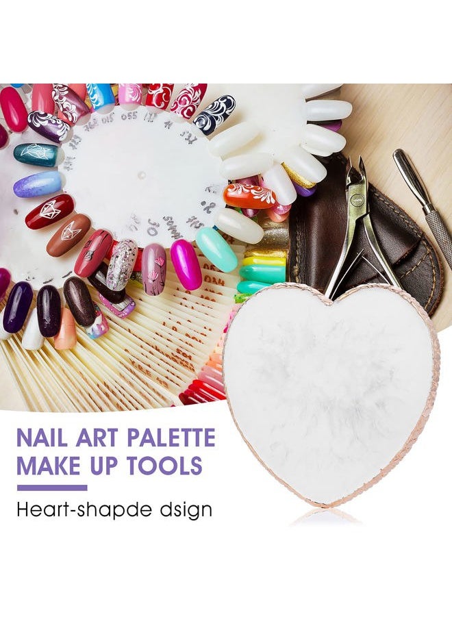 Resin Nail Art Palette Nail Mixing Palette Polish Color Mixing Plate Golden Edge Nail Holder Display Board Heart Shape Cosmetic Mixing Tools