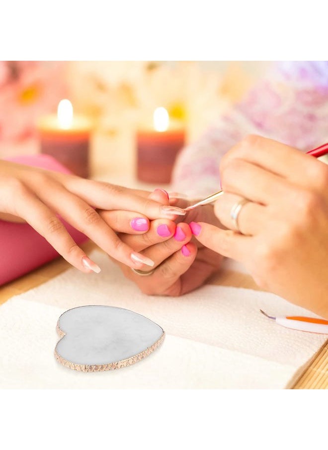 Resin Nail Art Palette Nail Mixing Palette Polish Color Mixing Plate Golden Edge Nail Holder Display Board Heart Shape Cosmetic Mixing Tools
