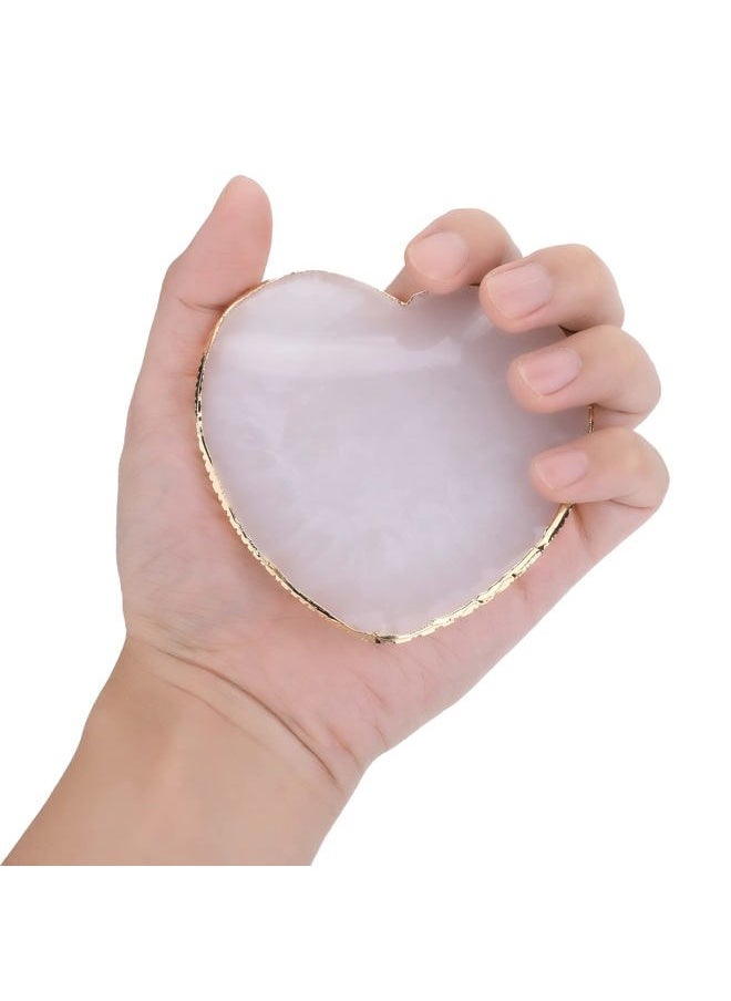 Resin Nail Art Palette Nail Mixing Palette Polish Color Mixing Plate Golden Edge Nail Holder Display Board Heart Shape Cosmetic Mixing Tools