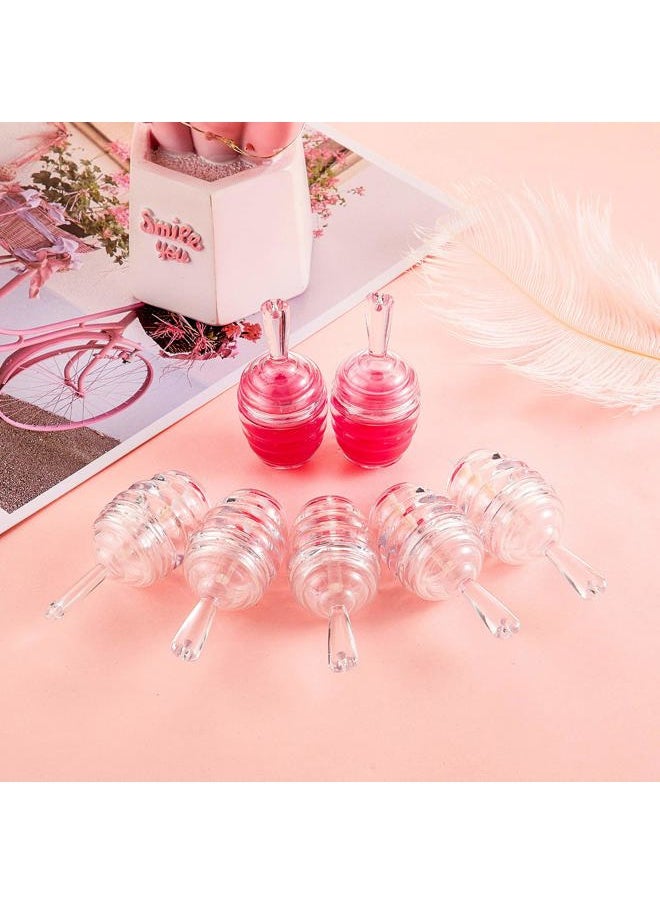 18 Pieces Honey Pots Shaped Lip Gloss Tube Empty Plastic Lip Gloss Container Mini Clear Refillable Lip Balm Bottle Container with 2 Pieces Plastic Funnels for Women DIY Cosmetics, 6 ml