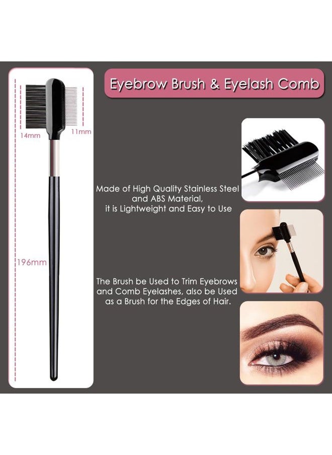 Eyebrow Brush & Eyelash Separator Eyeliner Brush and Brow Comb Lash Spoolie Brush, Steel Mascara Comb Grooming Brush, 5Pcs Eye Makeup Tools