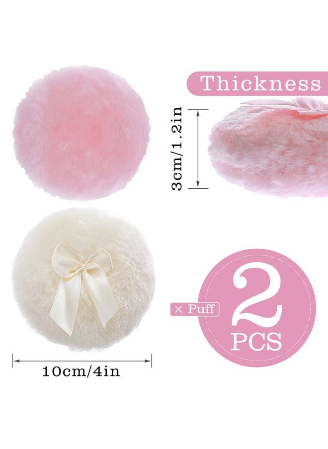 Large Fluffy Powder Puff, 4 Inch Ultra Soft Washable Reusable Velour Face Body Powder Puff Loose Powder Puffs Wet Dry Makeup Tool (Pink&Yellow)