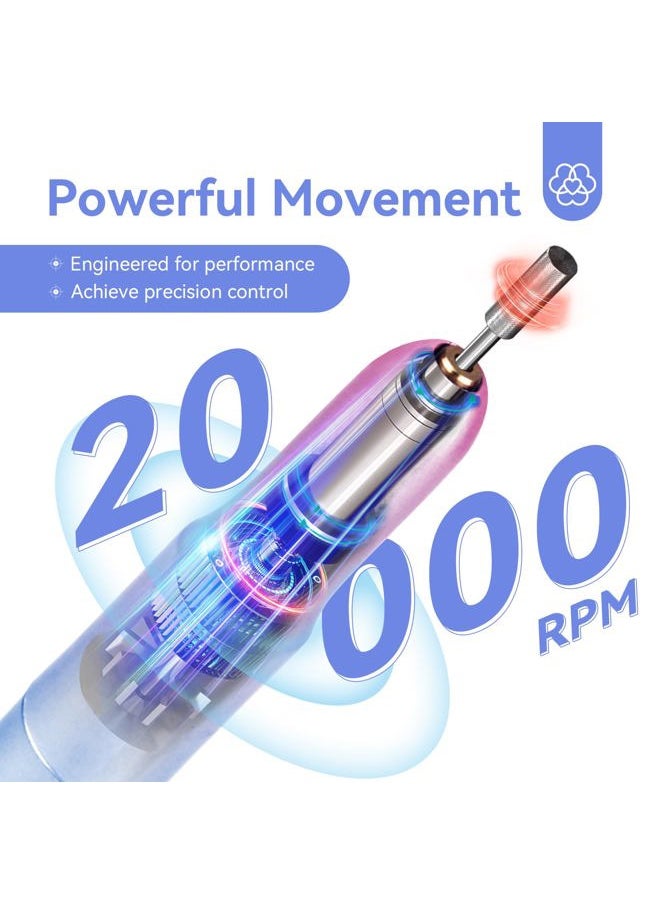 Portable Electric Nail Drill - 20000 RPM USB Electric Nail File with 7 Nail Drill Bits & 51 Sanding Bands for Nail Prep Acrylic Nails Dip Nails Gel Nails Home Salon Use