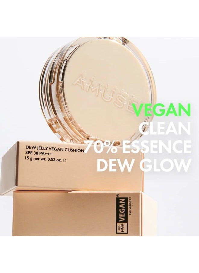 AMUSE Dew Jelly Vegan Cushion Foundation 1.5 CLEAR | dewy, glow, long-lasting, double coverage, clean beauty, lightweight, natural look, foundation for sensitive skin, hydrating cushion