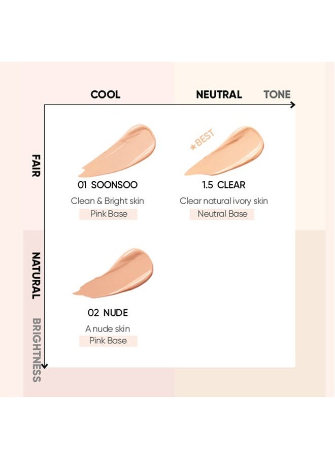 AMUSE Dew Jelly Vegan Cushion Foundation 1.5 CLEAR | dewy, glow, long-lasting, double coverage, clean beauty, lightweight, natural look, foundation for sensitive skin, hydrating cushion