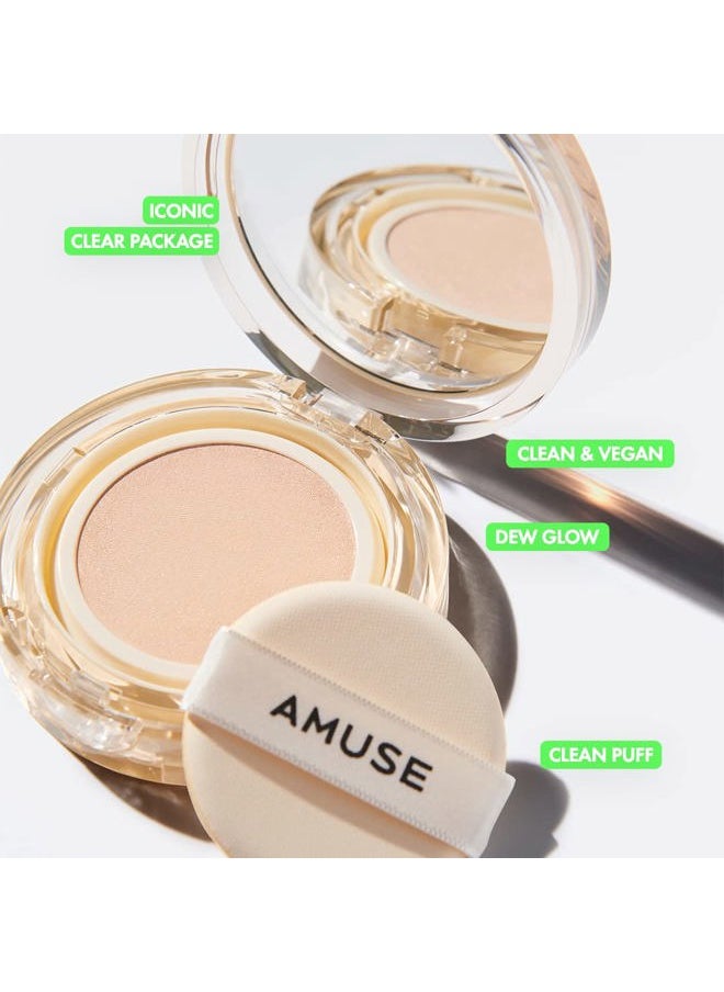 AMUSE Dew Jelly Vegan Cushion Foundation 1.5 CLEAR | dewy, glow, long-lasting, double coverage, clean beauty, lightweight, natural look, foundation for sensitive skin, hydrating cushion