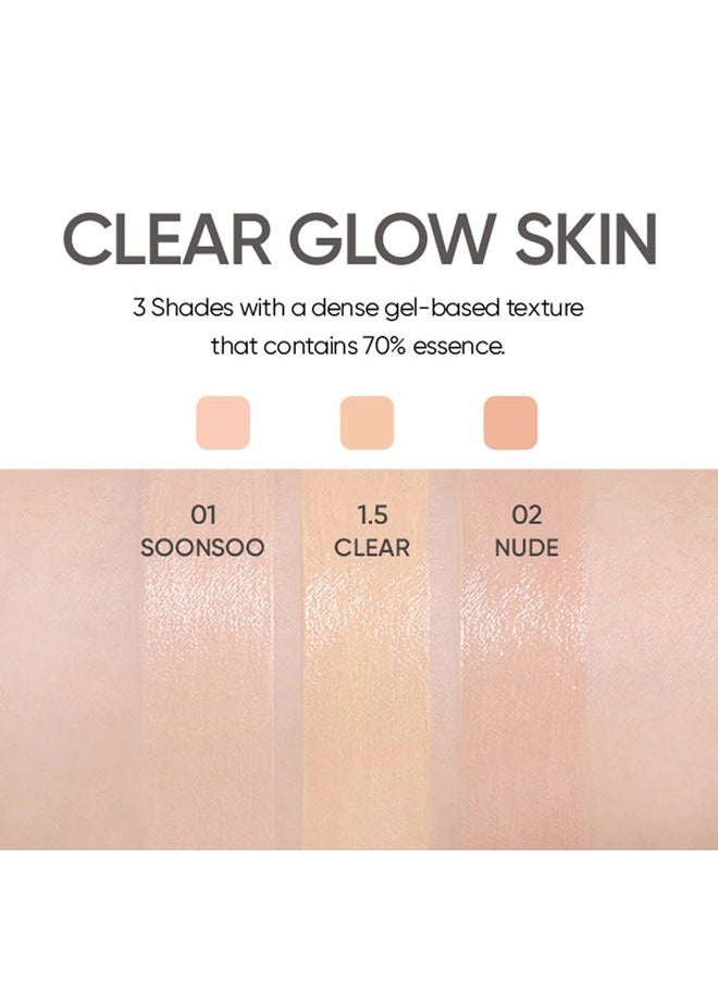 AMUSE Dew Jelly Vegan Cushion Foundation 1.5 CLEAR | dewy, glow, long-lasting, double coverage, clean beauty, lightweight, natural look, foundation for sensitive skin, hydrating cushion