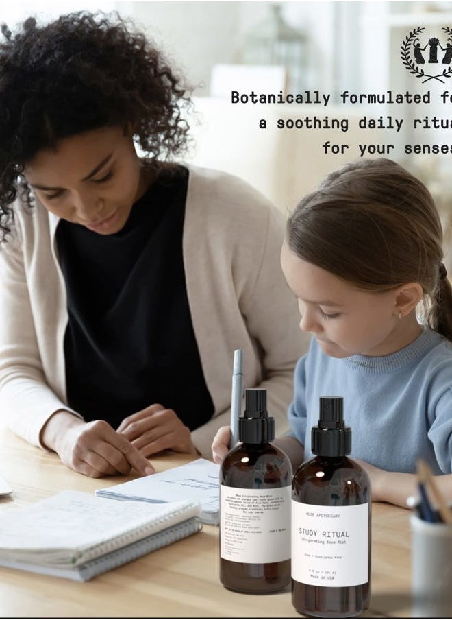 Study Ritual - Aromatic and Invigorating Room Mist, 8 oz, Infused with Natural Essential Oils - Aloe + Eucalyptus Mint, Pack of 2