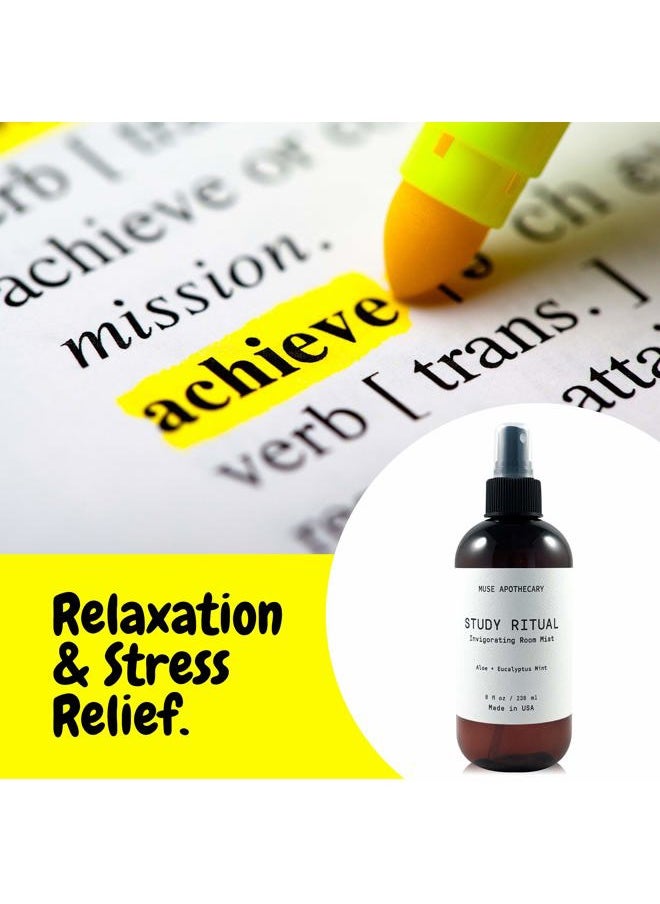 Study Ritual - Aromatic and Invigorating Room Mist, 8 oz, Infused with Natural Essential Oils - Aloe + Eucalyptus Mint, Pack of 2