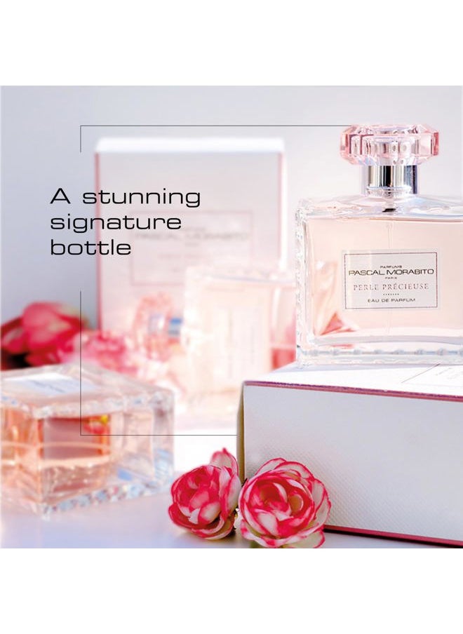 Perle Precieuse- 3.4 Oz Eau De Parfum - Fragrance Mist For Women - Powdery Floral Musk Scent - Perfume Spray With Mandarin, Pear, Rose, Musk, Vanilla Accords