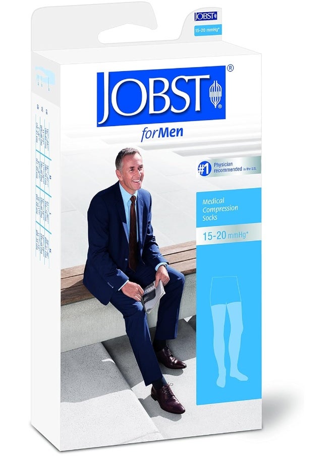 JOBST - 115518 for Men Thigh High 15-20mmHg Ribbed Closed Toe, L, Black