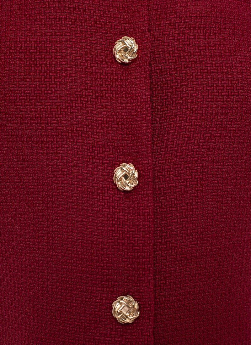 Short-sleeved tweed jacket with textured buttons