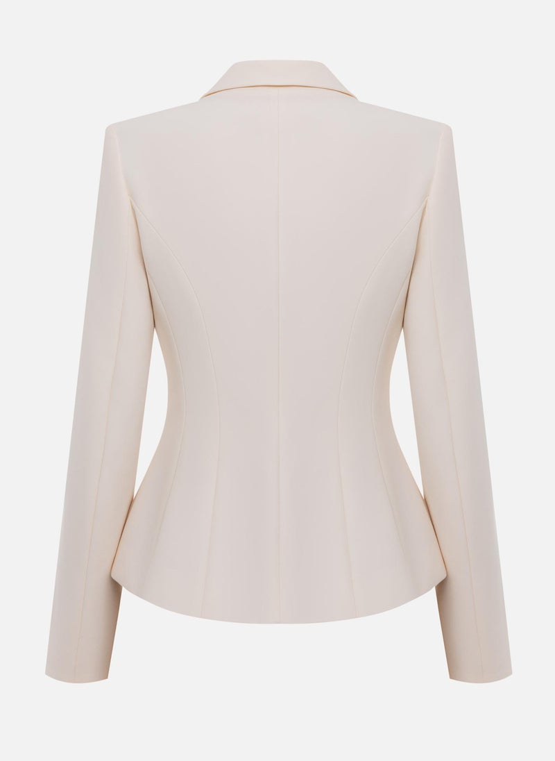 Fitted blazer with satin brooch