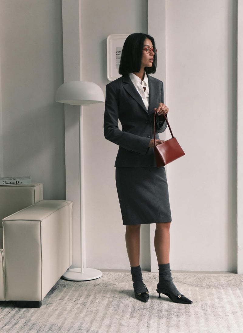 Fitted jacket in suiting fabric
