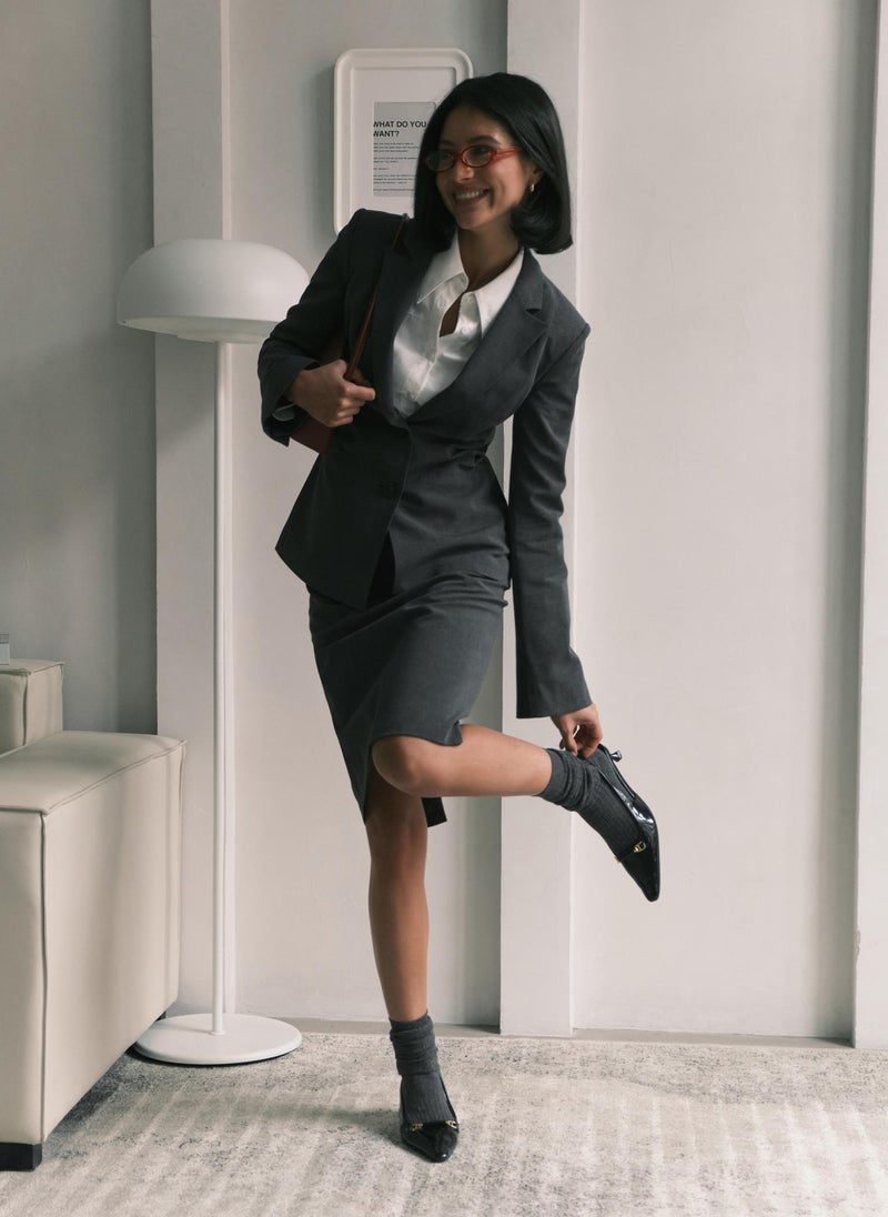 Fitted jacket in suiting fabric