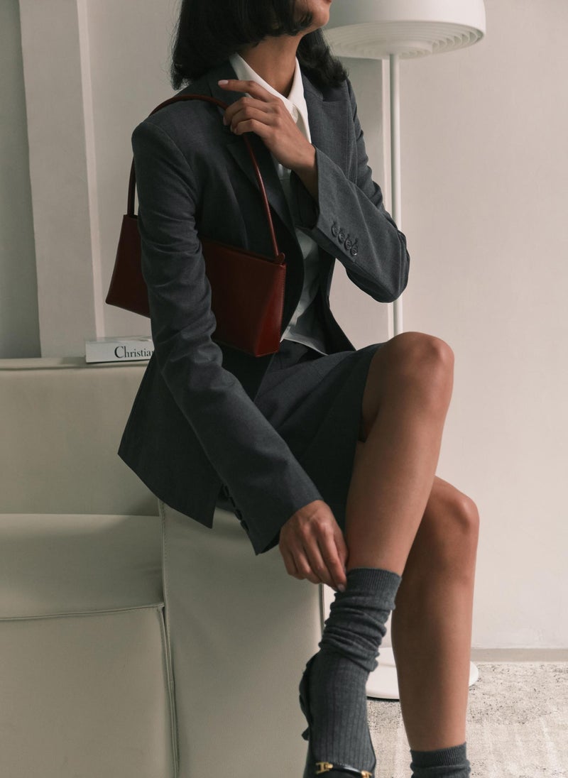 Fitted jacket in suiting fabric